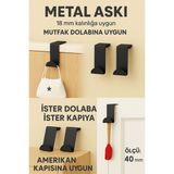 Normadia Çift Siyah Metal Kapı Arkası Askılığı, Mutfak ve Banyo Organizeri - Seçenek 1 - Ahşap