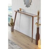 Normadia Çini Seramik Doğal Ağaç Çerçeveli Dikdörtgen Koridor Konsol Sehpa 102X22 cm - Ahşap - Ceviz