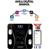 Normadia Dijital Tartı, Yağ ve Kas Ölçer, Vücut Kitle Endeksi, 2 Pil Hediyeli, Siyah - Ahşap