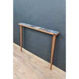 Normadia Doğal Ağaç Çerçeveli 102X12 cm Dresuar, Antik Limra Taşlı Renk - Altın - Turkuaz
