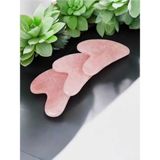 Normadia Doğal Taş Kalp Pembe Kuvars Gua Sha Yüz Masaj Taşı - Ahşap - Bej