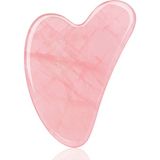 Normadia Doğal Taş Pembe Kuvars Gua Sha Kalp Taşlı Cilt Masaj Aleti - Ahşap - Bej