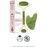 Normadia Doğal Taş Yüz Masaj Aleti Seti, Gua Sha ve Face Roller, Premium Kalite - Ahşap