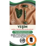 Normadia Doğal Taş Yüz Masaj Seti, Yeşim Face Roller ve Gua Sha 2'li - 1BW-Beyaz