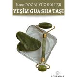 Normadia Doğal Yeşim Taşı Roller ve Gua Sha Taşı, Yüz ve Cilt Bakımına Uygun - Ahşap