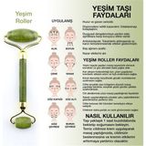 Normadia Doğal Yeşim Taşı Roller, Yüz ve Vücut Masaj Aleti, 15X6 cm - Ahşap