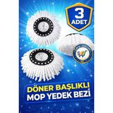 Normadia Döner Başlıklı Mikrofiber Paspas Yedeği 3'lü Set, Pratik Temizlik Malzemesi - Antrasit - Seçenek 1