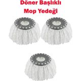 Normadia Döner Başlıklı Mop Yedeği, Yedek Paspas, 3’lü Set, Temizlik Konforu - 1BW-Beyaz - Seçenek 1
