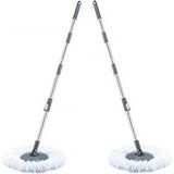 Normadia Döner Başlıklı Temizlik Seti 2’li, Sap ve Mikrofiber Püsküllü Yedek Mop - 1BW-Beyaz - Seçenek 1