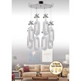 Normadia Eclipse 8'li Krom LED Kristal Taşlı Modern Avize, Salon ve Mutfak Için - Seçenek 1 - Altın - Gümüş - Bakır