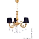 Normadia Elegant 3 Lü Siyah Şapkalı Lüx Avize, Gold Detaylı Modern Tasarım - Seçenek 1 - Altın