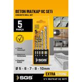Normadia Elmas Beton Matkap Ucu Seti 5 Parça, Tavlanmış Yüksek Çelik - Seçenek 1