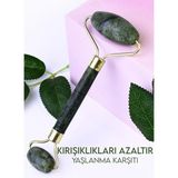 Normadia Ikili Doğal Yeşim Taş Masaj ve Gua Sha Yüz Bakım Seti - Ahşap