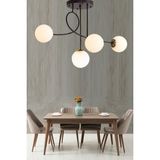 Normadia Jade 4 Lü Modern Glop Cam Siyah Avize, Salon, Mutfak ve Yatak Odası Için - Seçenek 1 - Ahşap