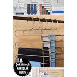Normadia Kırışıksız Kot Eşarp ve Pantolon Organizer, 5 Katlı Pratik Dolap Düzeni - Seçenek 1 - Ahşap - Ceviz