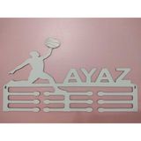 Normadia Kişiye Özel Basketbol Temalı Madalya Askılığı Duvar Dekoru - Seçenek 1 - 1BW-Beyaz