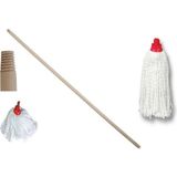 Normadia Kreş Papası Vilada Ucu+Gürgen Sap, Mikro Fiber Başlık, Kolay Temizlenir, 2'li Set - 1BW-Beyaz - Seçenek 1