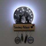 Normadia LED Işıklı Pleksi Dolunay Kişiselleştirilebilir Kedi Dekoratif Biblo - Seçenek 1 - Altın - Gri