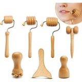 Normadia Mini Ahşap Yüz Masaj Seti, Guasha Terapi ve Face Yoga Aleti - Ahşap - Ceviz