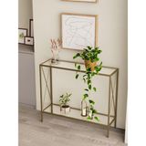 Normadia Modern 100 cm Dresuar, Temperli Kırılmaz Cam ve Raflı Tasarım - Altın