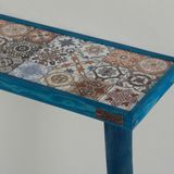 Normadia Modern 122X20CM Mavi Masif Ayaklı Dresuar, Şık ve Fonksiyonel Tasarım - Ahşap - Ceviz