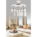Normadia Modern 3 Lü Kristal Taşlı Beyaz Krom Yaldızlı Avize - Seçenek 1 - 1BW-Beyaz