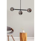 Normadia Modern 3’lü Metal Sarkıt Avize, Siyah Krom ve Füme Cam Detaylarıyla Şıklık Katıyor - Seçenek 1 - Açık Bej