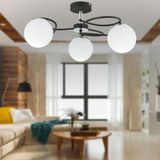 Normadia Modern 3’lü Rodonit Siyah Krom ve Beyaz Cam Sarkıt Avize - Seçenek 1 - Ahşap