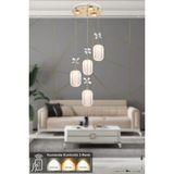 Normadia Modern 4'lü LED Sarkıt Avize, Çok Renkli, Kumandalı, Şık ve Lüks Tasarım - Seçenek 1 - Altın