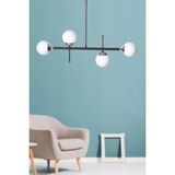 Normadia Modern 4’lü Optik Sarkıt Avize, Şık Krom ve Siyah Metal Tasarım - Seçenek 1 - Açık Bej
