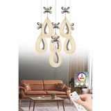 Normadia Modern 6'lı Kumandalı Gümüş Avize, 3 Renkli LED Işık ile Şıklık - Seçenek 1 - Altın - Gümüş - Bakır