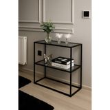 Normadia Modern 80 cm Siyah Dresuar, Füme Cam Köşe Konsolu - Ahşap
