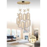 Normadia Modern 8'li Gold Renkli Kristal Taşlı LED Avize, Salon ve Mutfak Için - Seçenek 1 - Altın