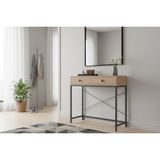 Normadia Modern 90CM Metal Ayaklı Dresuar Çekmeceli ve Raflı Konsol - Açık Bej