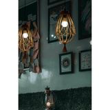 Normadia Modern Bambu Avize, Hasır Sarkıt, 20X35CM, Şık ve Doğal Aydınlatma - Seçenek 1 - Ahşap - Ceviz