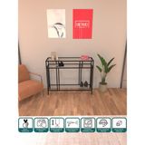 Normadia Modern Çok Raflı Metal Dresuar, Şeffaf Cam Detaylı, Siyah, 100 cm - Ahşap