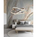 Normadia Modern Fransız Sarısı Kaplama LED Avize, Beyaz Işık, 3 Lü TT300-3 Fsr - Seçenek 1 - Altın