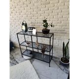 Normadia Modern Füme Cam Köşe Dresuar, 80 Cm, Şık ve Fonksiyonel Tasarım - Altın - Gri