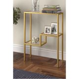 Normadia Modern Gold Renk Metal Iskeletli Temper Camlı Raflı Dresuar - Altın