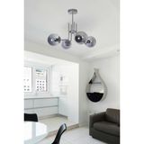 Normadia Modern Gri Cam Sarkıt Avize, Salon ve Mutfak Için 4 Lü Tasarım - Seçenek 1 - Altın - Gri
