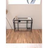 Normadia Modern Kahverengi Dresuar, Çok Raflı Konsol, Şeffaf Camlı, 100 cm - Ahşap