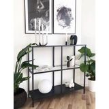 Normadia Modern Kahverengi ve Siyah Ahşap Şeffaf Camlı Metal Dresuar