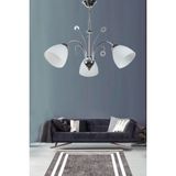 Normadia Modern Krom Avize, Beyaz Cam Detaylı, Salon, Mutfak ve Yatak Odası Uyumlu - Seçenek 1 - 1BW-Beyaz