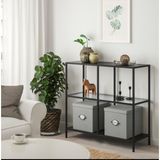 Normadia Modern Monte Siyah Dresuar, Kahve Köşesi, Konsol, 100 Cm, Şeffaf Cam ve Siyah Ahşap