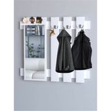 Normadia Modern Raflı Aynalı Askılık ve Duvar Askısı, Şık ve Fonksiyonel Tasarım - Seçenek 1 - 1BW-Beyaz