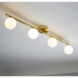 Normadia Modern Sarı Kaplama Salon Avizesi, 100 cm Opal Cam Detaylarıyla Şık Tasarım - Seçenek 1 - 1BW-Beyaz