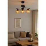 Normadia Modern Siyah Bal Camlı 3 Lü Avize, Salon, Mutfak ve Yatak Odası Için - Seçenek 1 - Ahşap