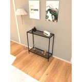 Normadia Modern Siyah Füme Camlı Çok Raflı Metal Dresuar, 80 Cm, Şık ve Fonksiyonel - Ahşap