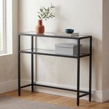 Normadia Modern Siyah Metal ve Temper Camlı Soho Howard Dresuar Konsole - Ahşap