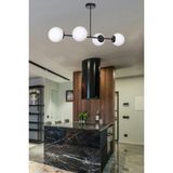Normadia Modern Siyah ve Beyaz Camlı 4’lü Avize, Salon, Mutfak ve Yatak Odası Için - Seçenek 1 - Ahşap